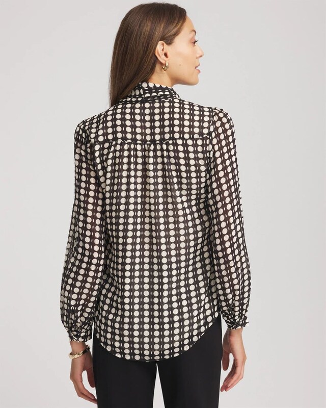 Clip-Dot Tie-Front Blouse - image 3